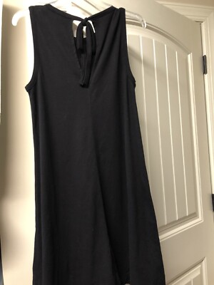 Three Dots Women Cotton Sleeve Less  Tank Dress Black Sz M