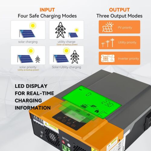 Hybrid Wechselrichter 24V 3000W Off Grid Solar Inverter MPPT 80A PV 30-400V - Bild 6 von 15