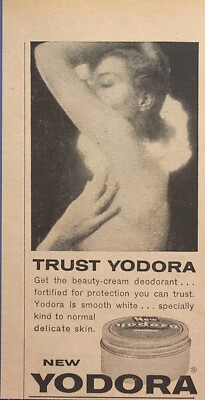 Yodora Beauty Cream Deoderant Underarm Delicate Skin Lady Vintage Print Ad 1962