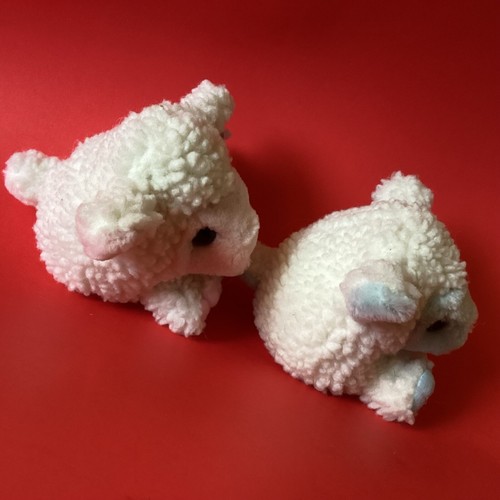 Easter Lambs PUFFKINS Plush Bluebelle and Priscilla set 2 Easter Vintage - Picture 6 of 10