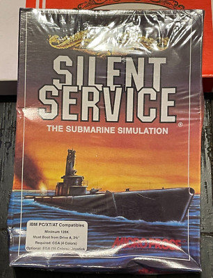 NOS Vintage 1985 Silent Service Submarine Simulation Microprose IBM PC 3 1/2''