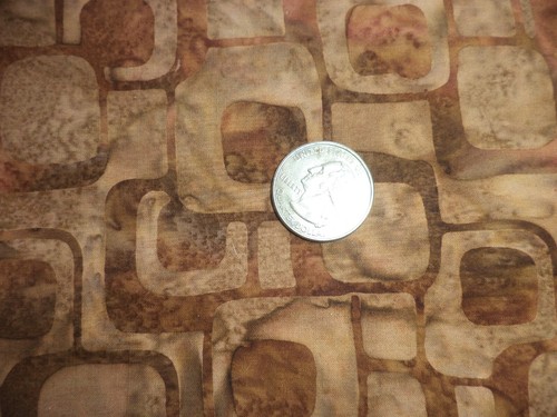 Batik Cotton Fabric Brown Tan 1 1/2 Yards - Picture 2 of 2