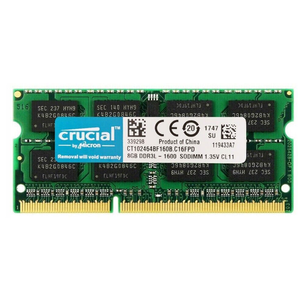 Mémoire RAM Crucial DDR3L 4Go Ou 8Go 1600MHz PC3-12800 SO-DIMM Pour Portable - Neuf