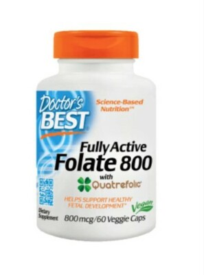 Doctor's Best Voll aktives Folat 800 mcg mit Quatrefolic 60 vegetarische Kapseln