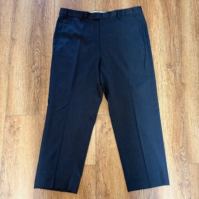 Zanella Todd Mens 38x28 Charcoal Gray Wool Flat Front Dress Pants Made in Italy
