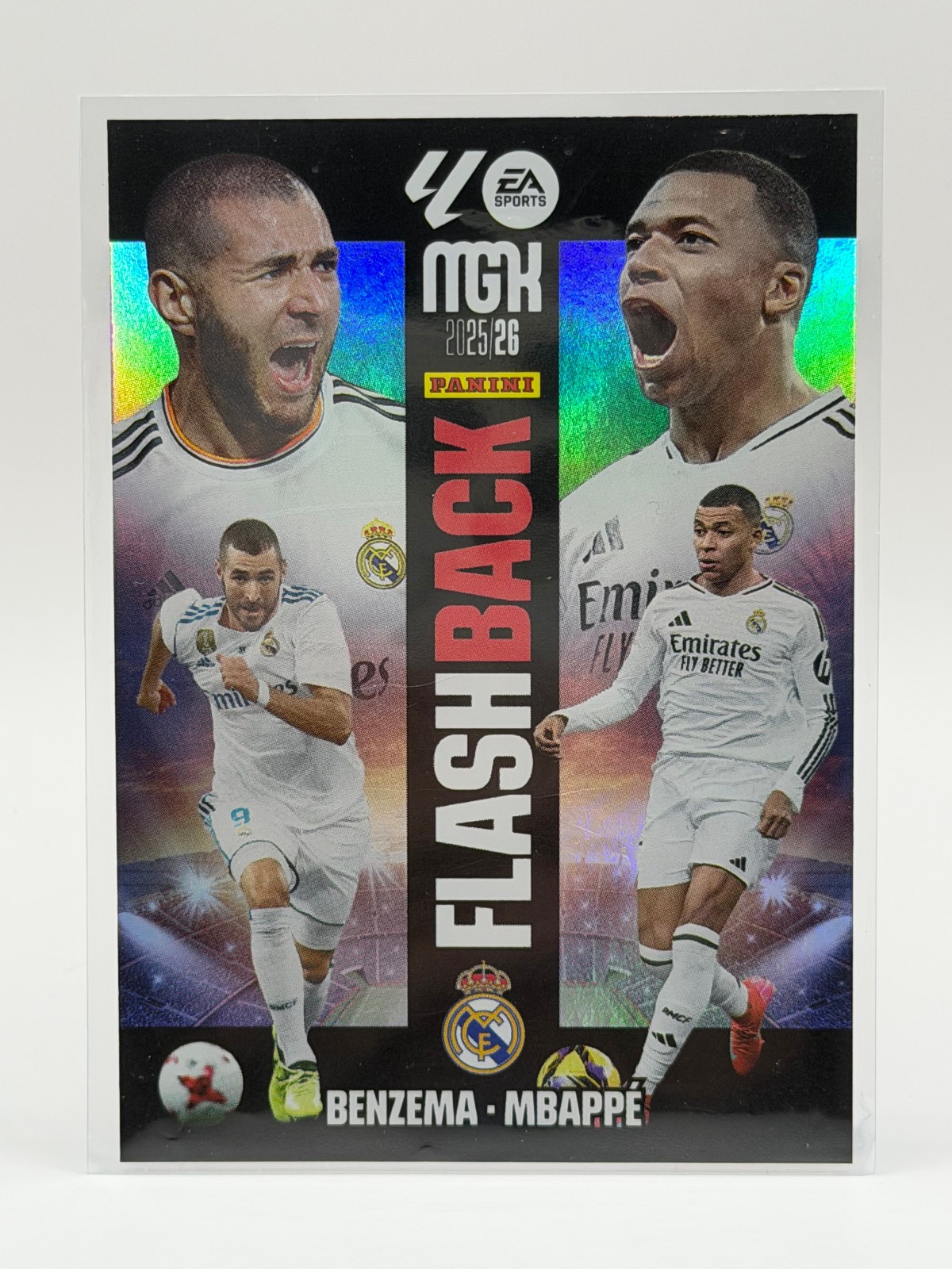 2025-26 Panini Megacracks Kylian Mbappe Karim Benzema Flashback #425 Real Madrid