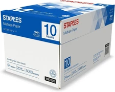 Staples Multipurpose Copy Printer Paper, 20 Lb, 8.5 X 11 Inches, 10 Reams (5,000