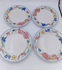 4 X Wood & Sons Alpine Meadow  Floral 20cm Salad Plates Very Good Condition 