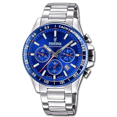 Festina Herrenuhr Timeless Chronograph Armbanduhr Edelstahl silber UF20560/3