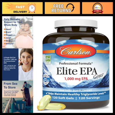 Wild-Caught EPA Fish Oil 1000mg - 120 Softgels, Sustainably Sourced Omega-3
