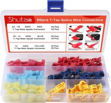 60 Pcs T Tap Wire Connectors Self Stripping Quick Splice Electrical Terminals