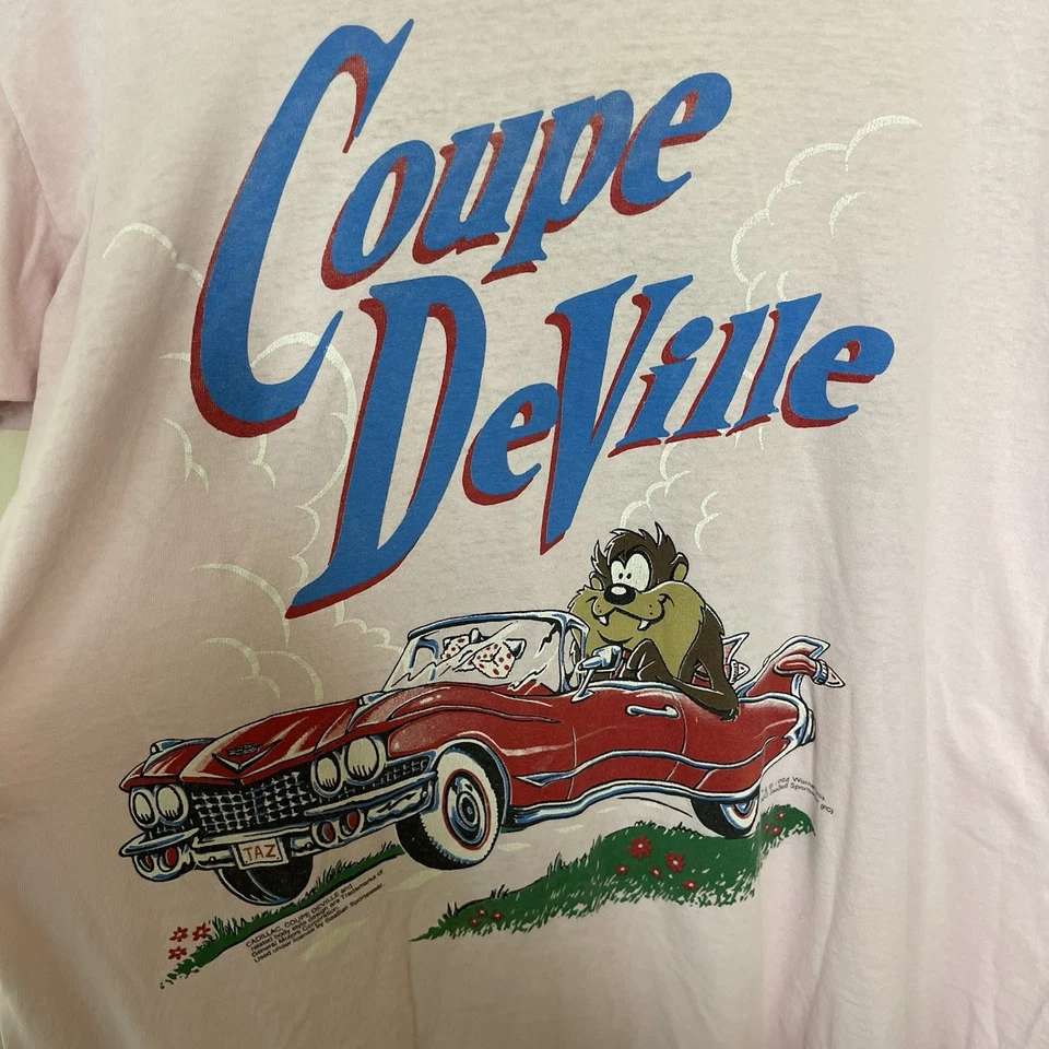 Винтажная футболка для сна Looney Tunes TAZ Pink OSFA 1994 Coupe DeVille двойная графическая футболка - Изображение 2 из 4
