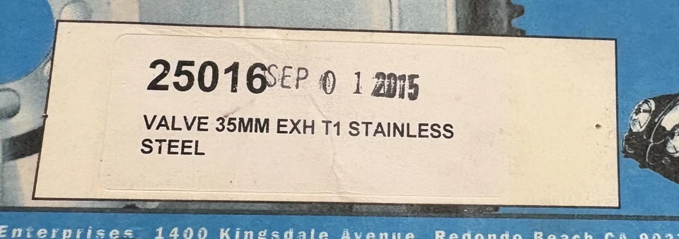 Válvula de escape SCAT 35 MM T1 acero inoxidable #25016 - ¡NUEVA EN PAQUETE! Foto 2 de 4