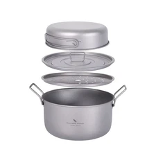 Boundless Voyage Multifunctional Titanium Steamer Pot with Frying Pan and Ven...