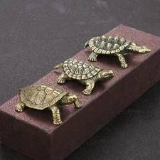 3pcs Vintage Brass Turtle Figurine Statue Home Ornaments Animal Figurines Gift