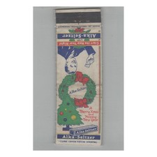1920s-1930s Universal Match Matchbook Cover Alka-Seltzer Happy New Year