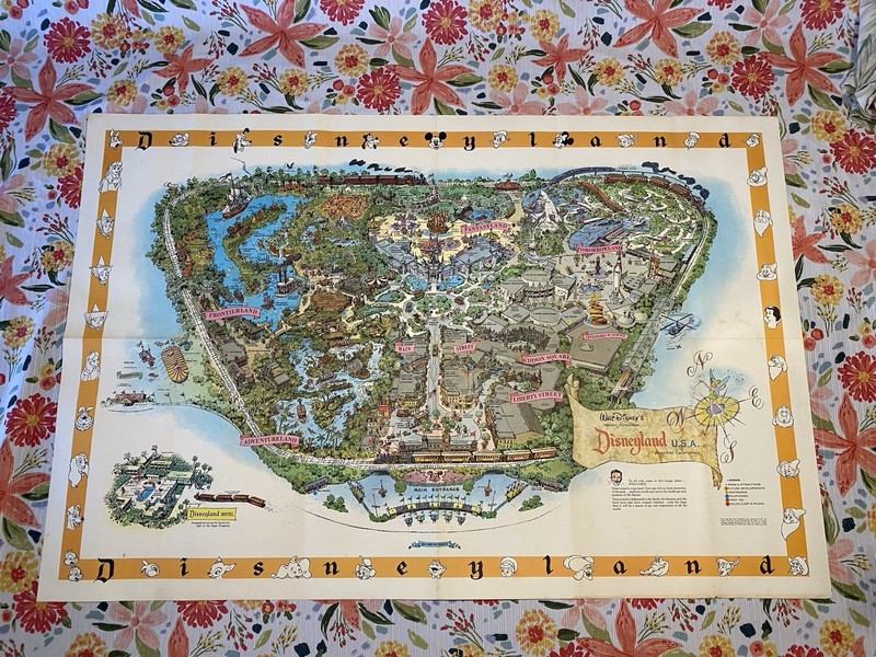 Original 1958 Disneyland Map Folded Version C Folded