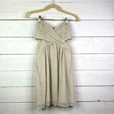 BCBGeneration Chalk Grey Cream Mini Strapless Sweetheart Polyester Dress Size 0