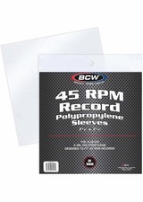 100 Vinyl 45 RPM 7" Record Poly Outer Sleeves 2 Mil New 1 Pack, Clear
