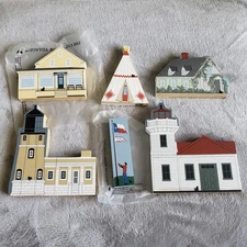 Group Of 6 Cats Meow Shelf Sitters 2 Signed 1 Stamp Series NEW & Preowned