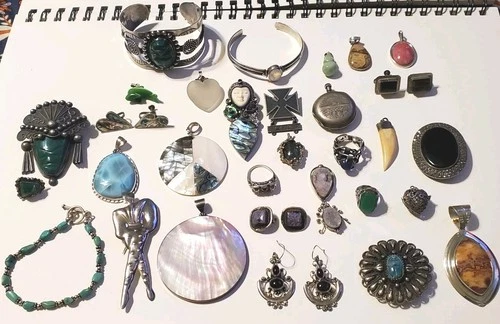 Lot 396.5g Vintage 925 Sterling Silver Mixed Jewelry Rings Necklaces Earrings