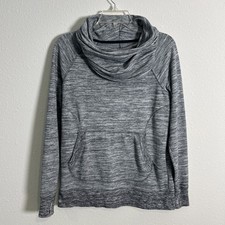 L.L. Bean Women  s Sm Cozy Fleece Pullover Sweatshirt Thumbholes Cowl Neck Gray