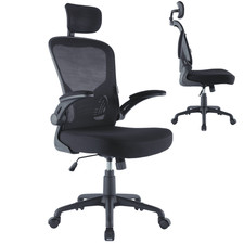 SEDIA DA UFFICIO POLTRONA DIREZIONALE GIREVOLE CASA STUDIO IN TESSUTO NERA 