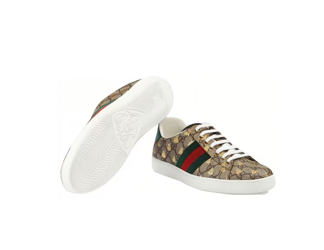 Authentic Men's Gucci Ace GG Supreme Bees Canvas Sneakers 548950