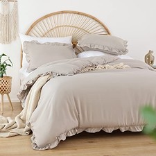 Size Comforter Ruffled Soft Vintage Farmhouse Bed Comforter Set Full Oatmeal