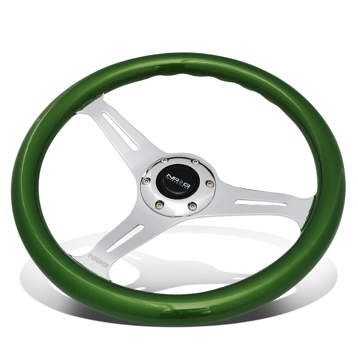 NRG 350MM GREEN WOOD GRIP 2