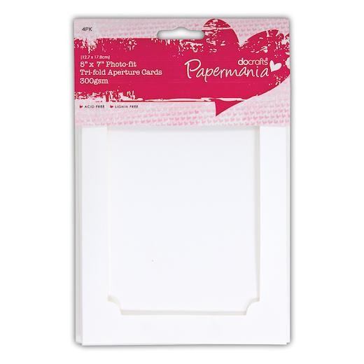 Papermania 5""x7"" Tri-Fold Aperture Card Blanks & Envelopes 4pcs 151600