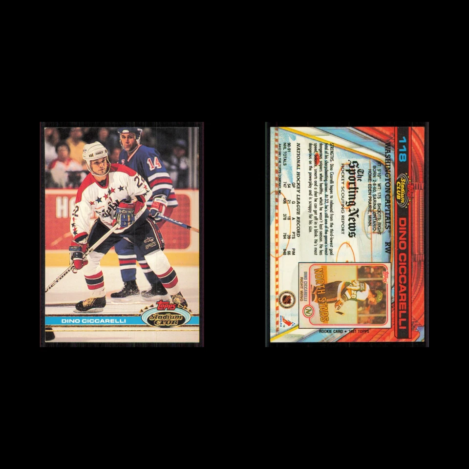 Dino Ciccarelli #118 1991 Topps Stadium Club Washington Capitals Hockey Card NHL - Image 3 of 3