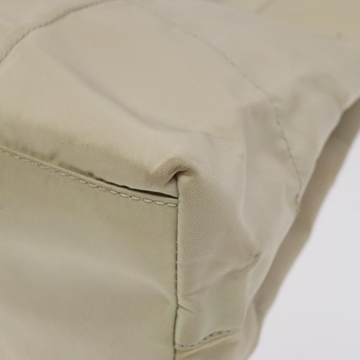 PRADA Chain Tote Bag Nylon White Silver Auth mr1398 thumbnail 9