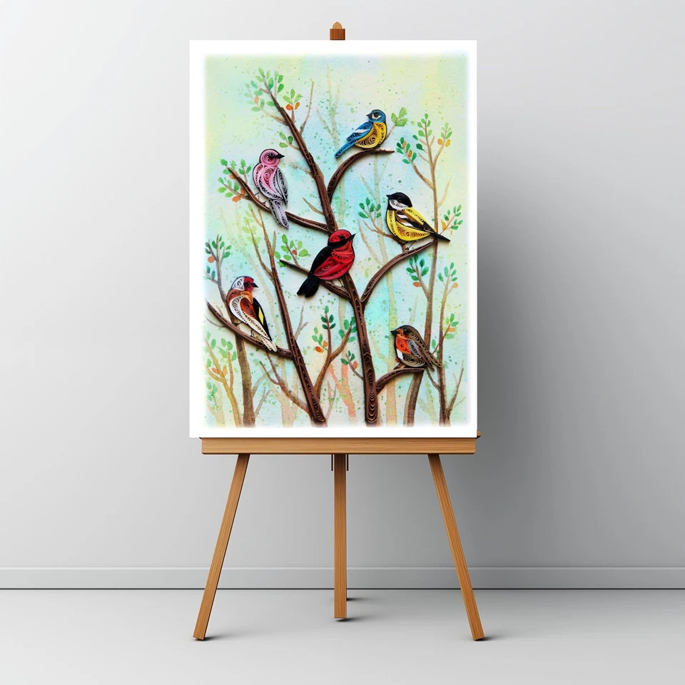 Birds Quilling Greeting Card - Unique Dedicated Handmade Art - Image 4 of 4