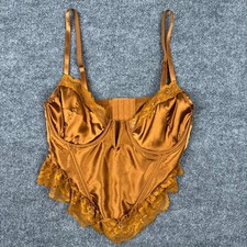 Forever 21 Bronze Satin Lace Corset Top Women s Small Underwire Bustier Crop