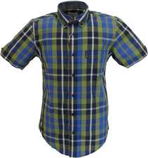 Image of Ben Sherman Mens Green Checked Short Sleeved Shirt