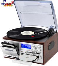 Record Player 9 in 1 3 Speed Bluetooth Vintage Turntable CD Cassette Vinyl Playe
