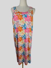 Lulu-B Tropical Floral UPF 50 Sleeveless Travel Dress XL Pink Orange Blue Resort