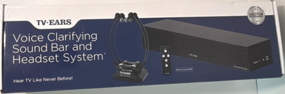 TV Ears Voice Clarifying Sound Bar & Headset System, Long Range, Black
