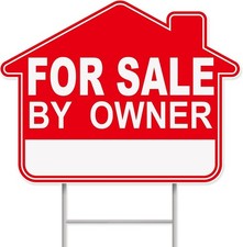 For Sale by Owner Yard Sign, 1-Pack 17"X13" Double-Sided Signs, Corrugated Plast