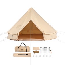 Canvas Bell Tent 4 Seasons 3/4/5/6/7m for Camping with Stove Breathable Tent
