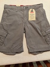 Levi's Boys Relaxed Fit Cargo Shorts Gray Solid 6 REG Flat Front Adj Waist