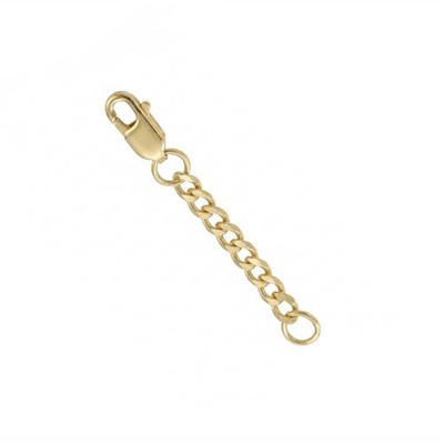 14k Solid Yellow Gold 2mm Curb Cuban Chain Extender 1'' to 5'' Lobster Clasp