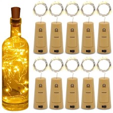 Copper Bottle String Lights Light 15 LED Warm Cool White Fairy Wine Cork Shaped