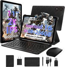 TOPWAH 11 Inch Tablet Android 16 Tablets with Keyboard, 36GB RAM 256GB ROM 1T
