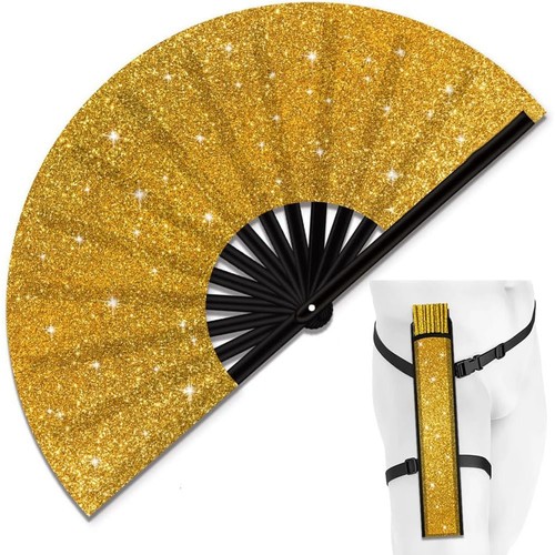 Folding Glitter Hand Fan Portable Lightweight for Parties Festivals and Events - Photo 9/44