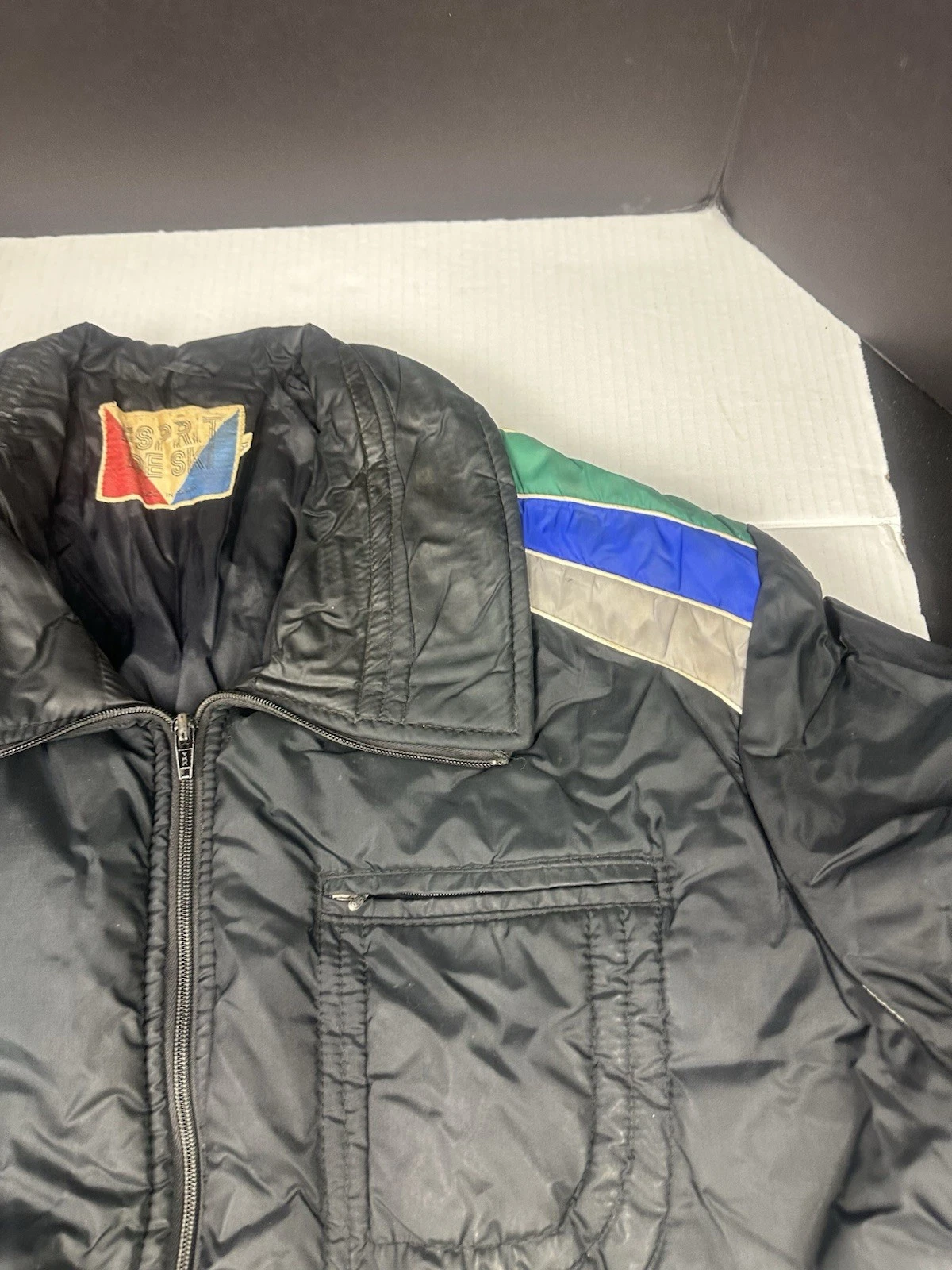 Vintage Esprit De Ski Puffer Style Jacket Black Sz XL Stains And Wear See Pics - product detail image 5