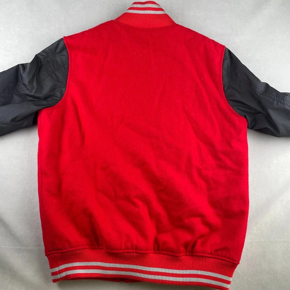 Chaqueta De Colección Nike Storm Fit Destroyer Para Hombres L Roja Lana Cremallera Completa Bombardero Universitario Foto 3 de 4