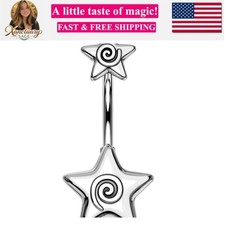 316L Surgical Steel Belly Button Rings, 14g Belly Rings for Women, Star Navel...