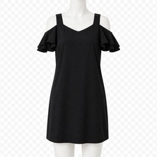Banana Republic Black Flutter Sleeve Cold Shoulder Mini Dress - Size 4